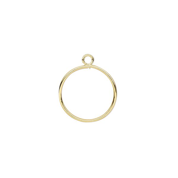 Drop, gold-plated brass, 12mm open round. Sold per pkg of 20. image number 0