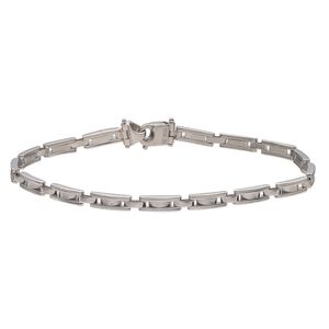 Chain 1pkg1 rhodium-plated sterling silver bar & link, 4mm / lobster claw clasp, 8.5 inch