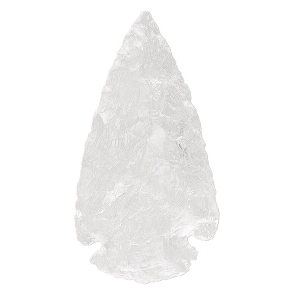 Focal, quartz crystal (natural), 2x1-1/8 to 2-2/3x3/8- inches hand-knapped undrilled arrowhead, B- grade, Mohs hardness 7. Sold individually. image number 0