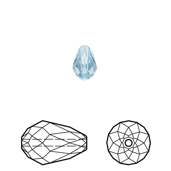 Bead 144pk aquamarine, Swarovski® 9x6mm teardrop 5500 image number 0