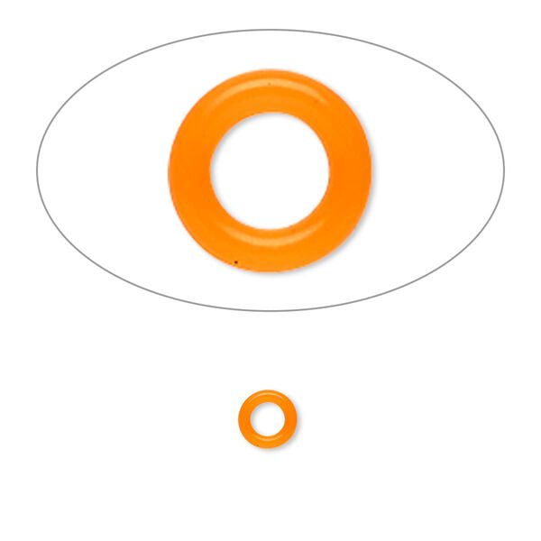Component, Oh! Ring™, silicone, neon orange, 5mm round with 2.5mm hole. Sold per pkg of 500. image number 0