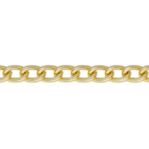 Chain, gold-finished aluminum, 5.1mm cable. Sold per pkg of 5 feet.