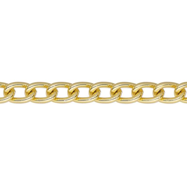 Chain, gold-finished aluminum, 5.1mm cable. Sold per pkg of 5 feet. image number 0