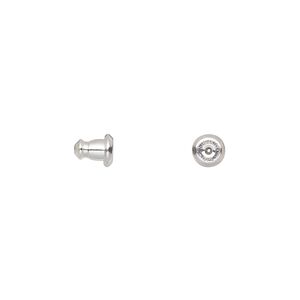 Earnut 1pkg2 sterling silver, 5.5x4.5mm barrel, 1 pair