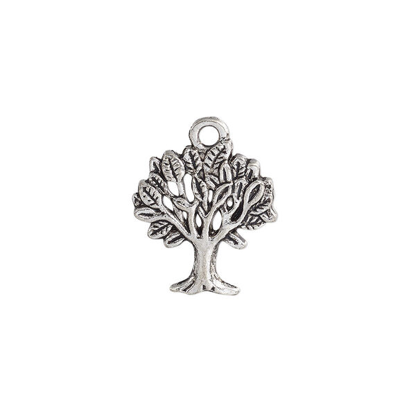 Charm, antique silver-plated "pewter" (zinc-based alloy), 18.5x16.5mm single-sided tree. Sold per pkg of 20. image number 0