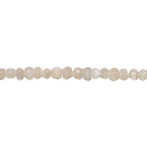 Grey moonstone / coffee moonstone 1pkg1, hand-cut tumbled faceted uneven round bead natural, 13 inch 3-4mm light