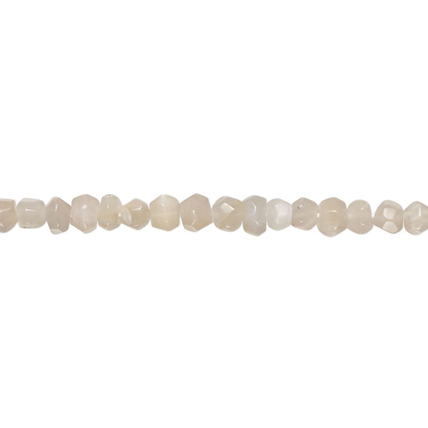 Grey moonstone / coffee moonstone 1pkg1, hand-cut tumbled faceted uneven round bead natural, 13 inch 3-4mm light image number 0