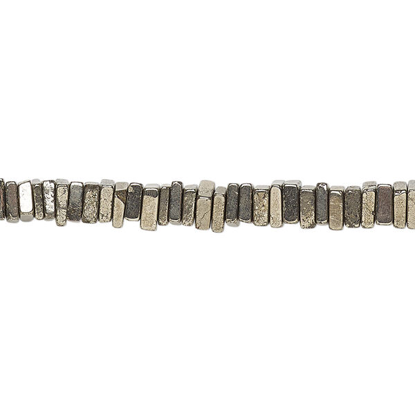 Bead, pyrite (natural), 4x1mm-6x2mm hand-cut square rondelle, B grade, Mohs hardness 6 to 6-1/2. Sold per 8-inch strand, approximately 95-150 beads. image number 0