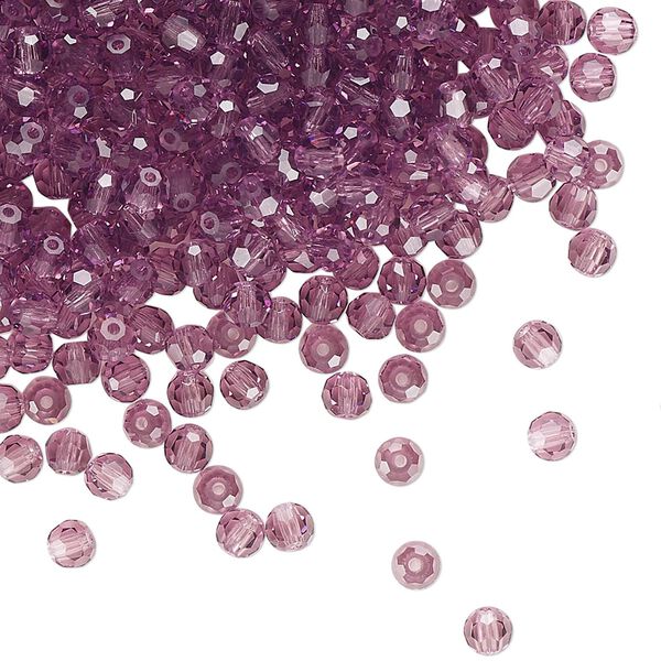 Bead 720pk amethyst, Preciosa Czech crystal 3mm round image number 0