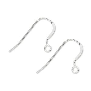 Ear wire fishhook 1pkg1000 sterling silver, 17mm flat / open loop, 20 gauge 500 pair