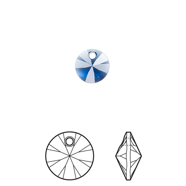 Drop 12pk dark sapphire, Crystal Passions® Regenerated 8mm pendant mini disk 6428 image number 0