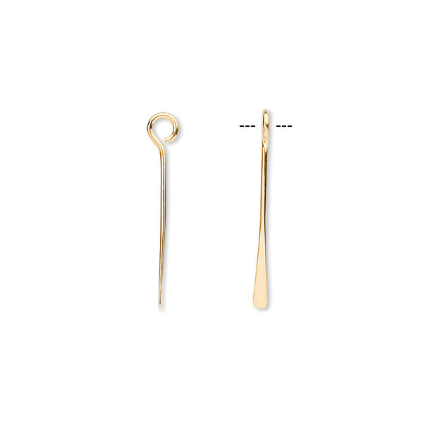 Drop, gold-plated brass, 16x1.5mm paddle. Sold per pkg of 100. image number 0