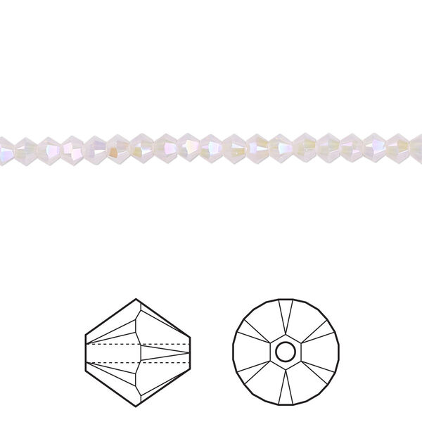 Bead 48pk rose water opal shimmer 2X, Crystal Passions® 3mm bicone 5328 image number 0
