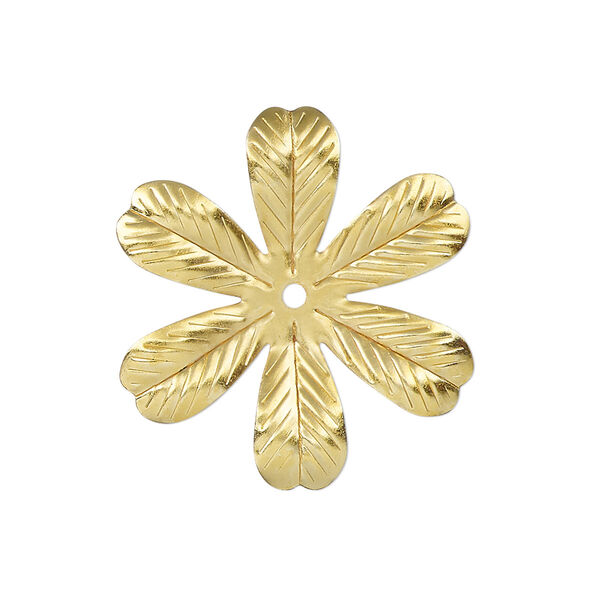 Component, gold-finished steel, 28x26mm single-sided leaves. Sold per pkg of 10. image number 0