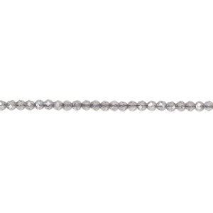 Glass 1pkg1, faceted round bead 14 inch transparent smoky AB 2mm