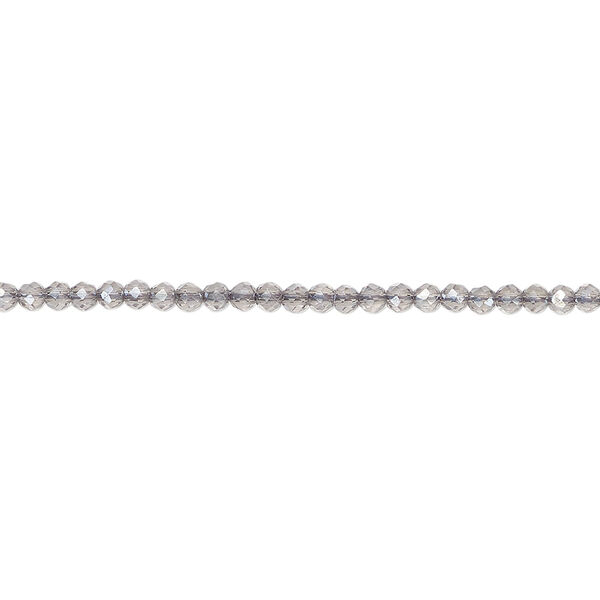Glass 1pkg1, faceted round bead 14 inch transparent smoky AB 2mm image number 0