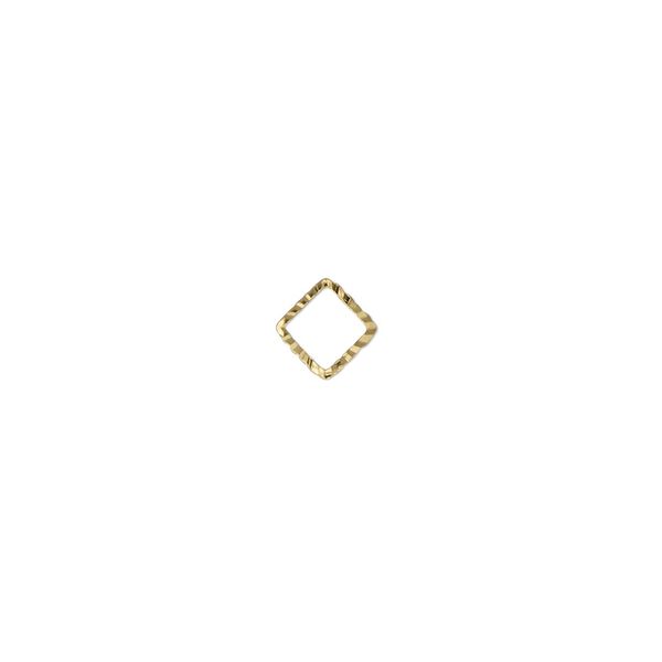 Component, gold-plated brass, 5mm single-sided diamond-cut open square, 1.3mm thick. Sold per pkg of 100. image number 0