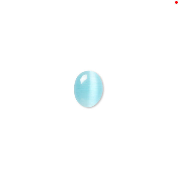 Cabochon, cat's eye glass (fiber optic glass), turquoise blue, 9x7mm calibrated oval, quality grade. Sold per pkg of 10. image number 0