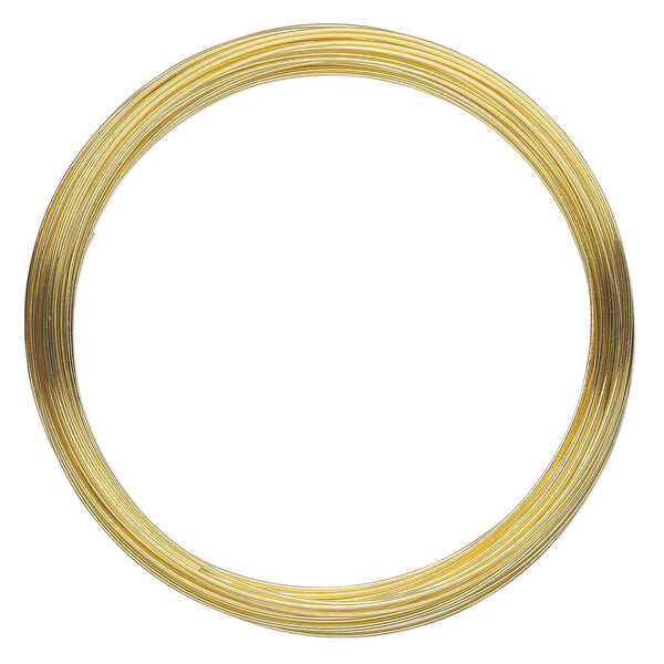 Memory wire, Beadalon®, gold-plated carbon steel, 2-1/2-inch round bracelet, 0.65mm thick. Sold per 1-ounce pkg, approximately 62 loops. image number 0