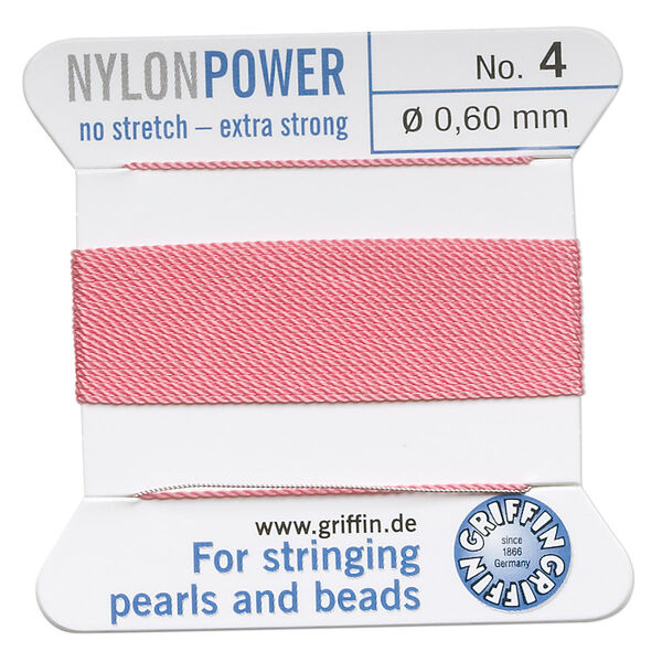 Thread, Griffin, nylon, dark pink, size #4. Sold per 2-meter card (approximately 78 inches). image number 0