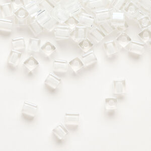 Seed bead, Miyuki 1pkg10g, glass, 3.5-3.7mm square, transparent white inside dyed color clear (SB-1104)