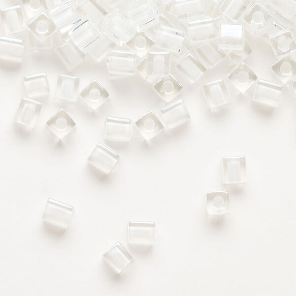 Seed bead, Miyuki 1pkg10g, glass, 3.5-3.7mm square, transparent white inside dyed color clear (SB-1104) image number 0