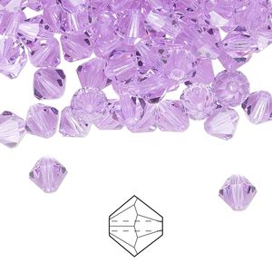 Bead 144pk violet, Preciosa Czech crystal 6mm bicone