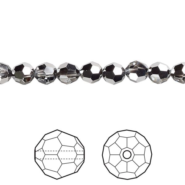 Bead 12pk crystal light chrome, Crystal Passions® 6mm round 5000 image number 0