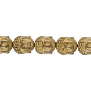 Hemalyke™ 1pkg1, matte electroplated Buddha head bead 15.5-16 inch 10x9mm