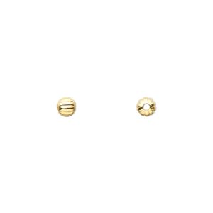 Bead, gold-plated brass, 4mm corrugated round. Sold per pkg of 100.