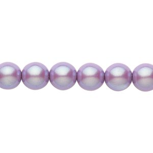 Bead, Czech pearl-coated glass druk, opaque iridescent lavender, 8mm round. Sold per 15-1/2" to 16" strand.