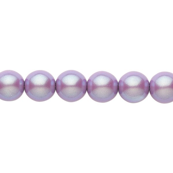 Bead, Czech pearl-coated glass druk, opaque iridescent lavender, 8mm round. Sold per 15-1/2" to 16" strand. image number 0