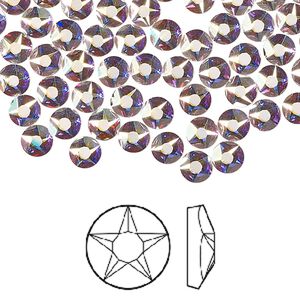 Flat back 144pk crystal AB foil back, Crystal Passions® 4.6-4.8mm round SS20 2100