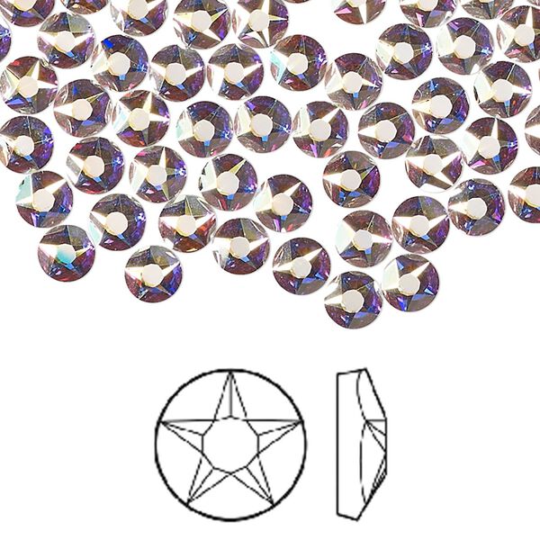 Flat back 144pk crystal AB foil back, Crystal Passions® 4.6-4.8mm round SS20 2100 image number 0