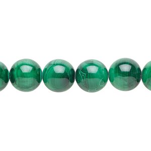 Malachite 1pkg1, round bead natural 8 inch 12mm