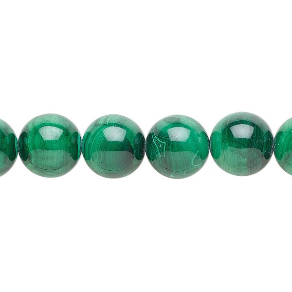 Malachite 1pkg1, round bead natural 8 inch 12mm image number 0