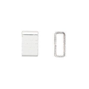 Crimp, silver-finished brass, 6x4mm flat rectangle, 5x1.5mm inside diameter. Sold per pkg of 20.
