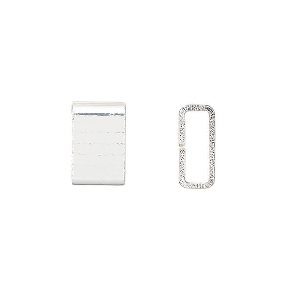 Crimp, silver-finished brass, 6x4mm flat rectangle, 5x1.5mm inside diameter. Sold per pkg of 20. image number 0