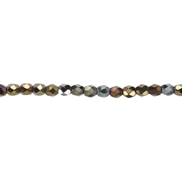 Bead, Czech fire-polished glass, iris brown, 3mm faceted round. Sold per pkg of 1,200 (1 mass). image number 0