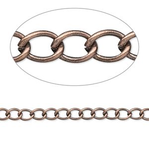 Chain 1pkg1 copper-plated curb, 3.5mm, antique brass 5 foot unfinished