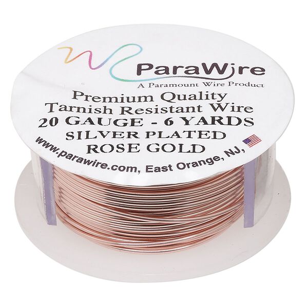 Wire, ParaWire™, rose gold-finished copper, round, 20 gauge. Sold per 6-yard spool. image number 0