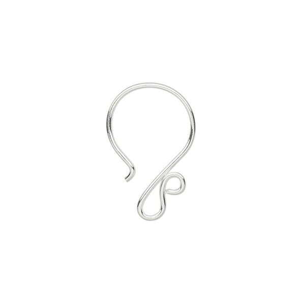 Ear wire French hook 1pkg2 sterling silver, 19.5mm spiral design / open loop, 20 gauge 1 pair image number 0