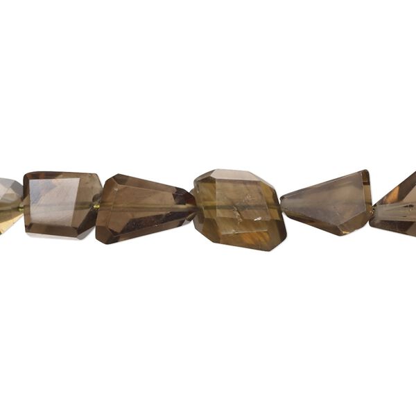 Smoky quartz 1pkg1, hand-cut faceted nugget bead 10 inch small image number 0