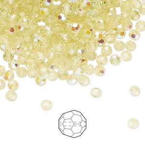 Bead 144pk jonquil AB, Preciosa Czech crystal 3mm round