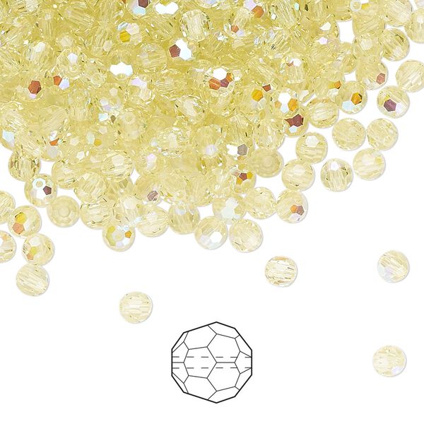 Bead 144pk jonquil AB, Preciosa Czech crystal 3mm round image number 0
