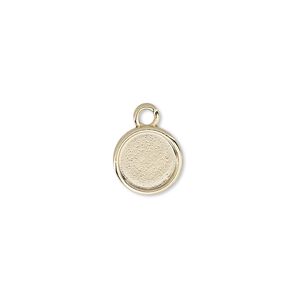 Drop, Almost Instant Jewelry®, gold-plated "pewter" (zinc-based alloy), 10.5mm flat round with SS40 rose setting. Sold per pkg of 2.