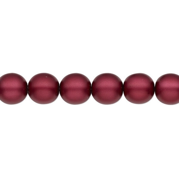 Bead, Czech pearl-coated glass druk, opaque matte sangria, 8mm round. Sold per 15-1/2" to 16" strand. image number 0