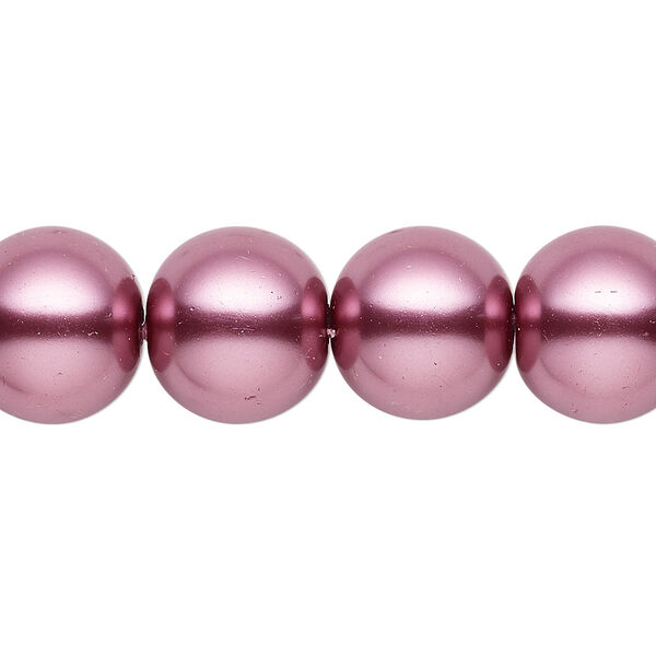 Bead, glass, opaque dusty rose, 13-14mm round. Sold per 15-1/2" to 16" strand. image number 0
