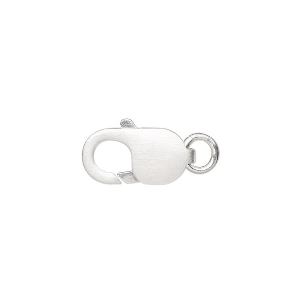 Clasp, lobster claw, satin-finished sterling silver, 16x8mm with 6mm closed jump ring. Sold individually. image number 0