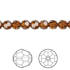 Bead 12pk light amber, Crystal Passions® 6mm round 5000